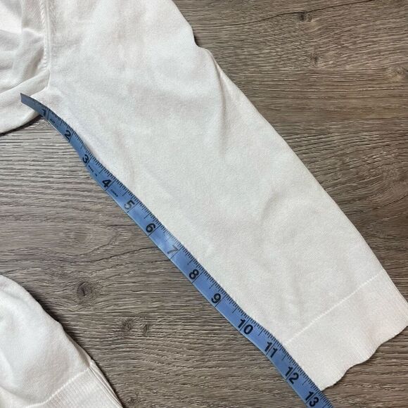 Anne Klein White Cardigan Flowers Career Womens Size Medium 3/4 Sleeve - Picture 6 of 8